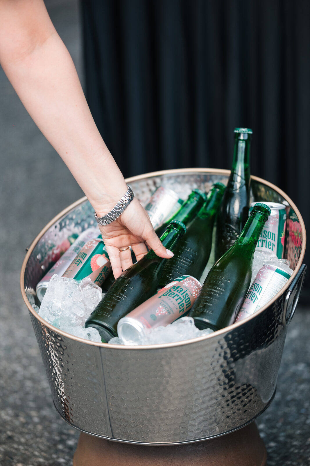 Perrier drinks on ice at a table one. catered event in Metro Vancouver