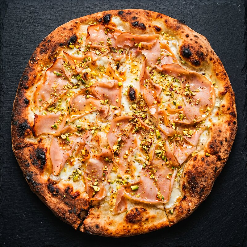 Honey and pistachio pizza